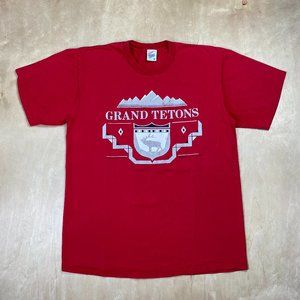 Vintage Grand Teton National Park Large T-Shirt 1990 Shirt Single Stitch Sleeves